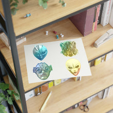 Load image into Gallery viewer, Alien Mask Sticker Sheet — Sci‑Fi Creature Vinyl Stickers (4-Pack)