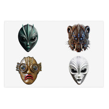 Load image into Gallery viewer, Alien Mask Sticker Sheet — Sci‑Fi Creature Vinyl Stickers (4-Pack)