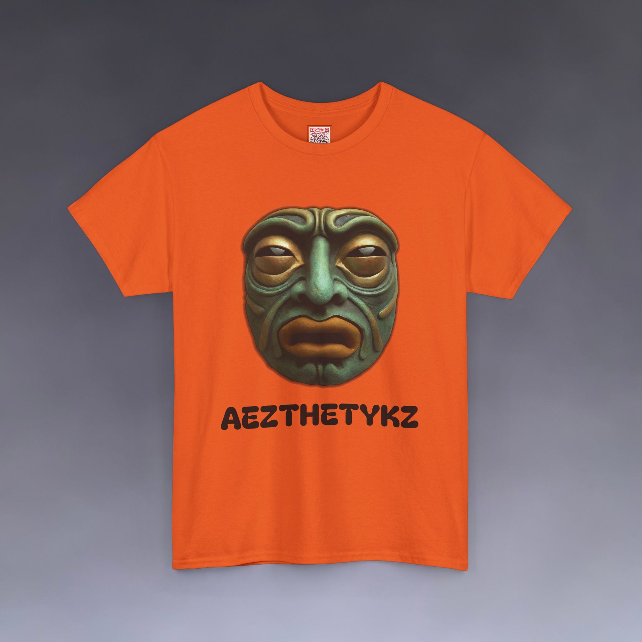 Amphibian Mask: Graphic Print Cotton Tee-Shirt