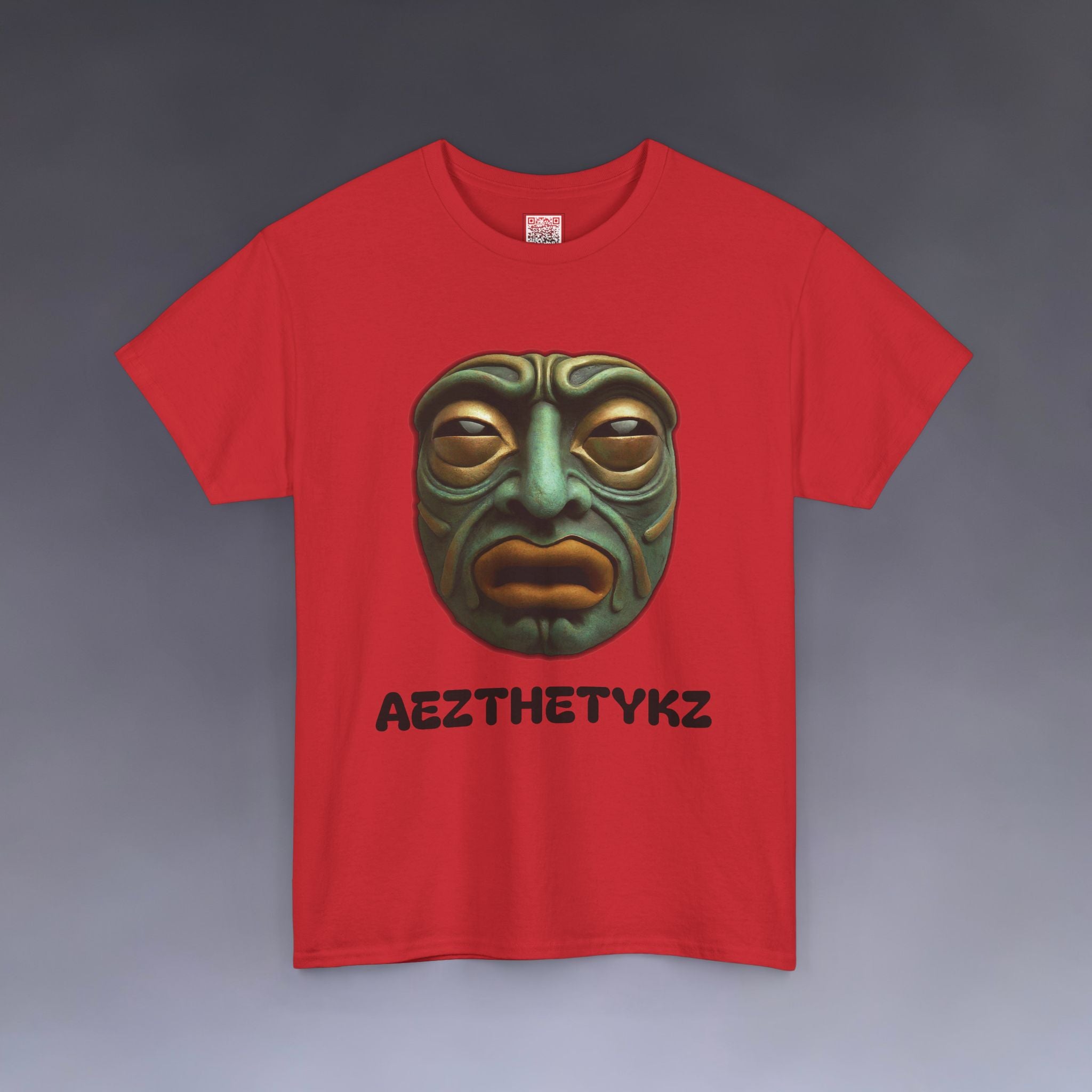 Amphibian Mask: Graphic Print Cotton Tee-Shirt