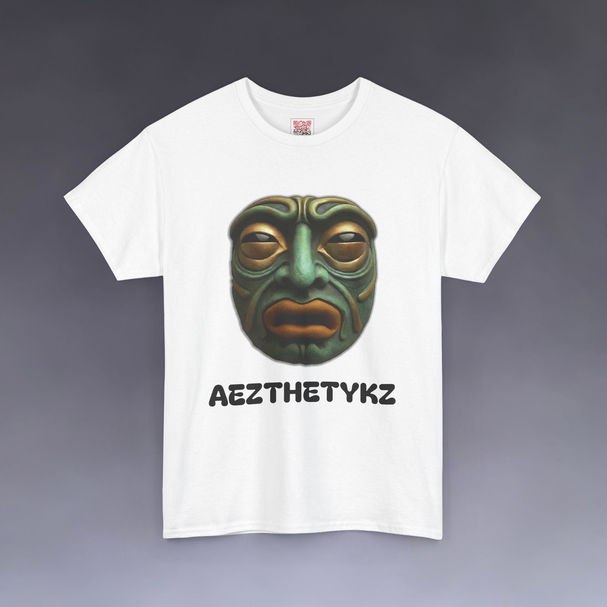 Amphibian Mask: Graphic Print Cotton Tee-Shirt