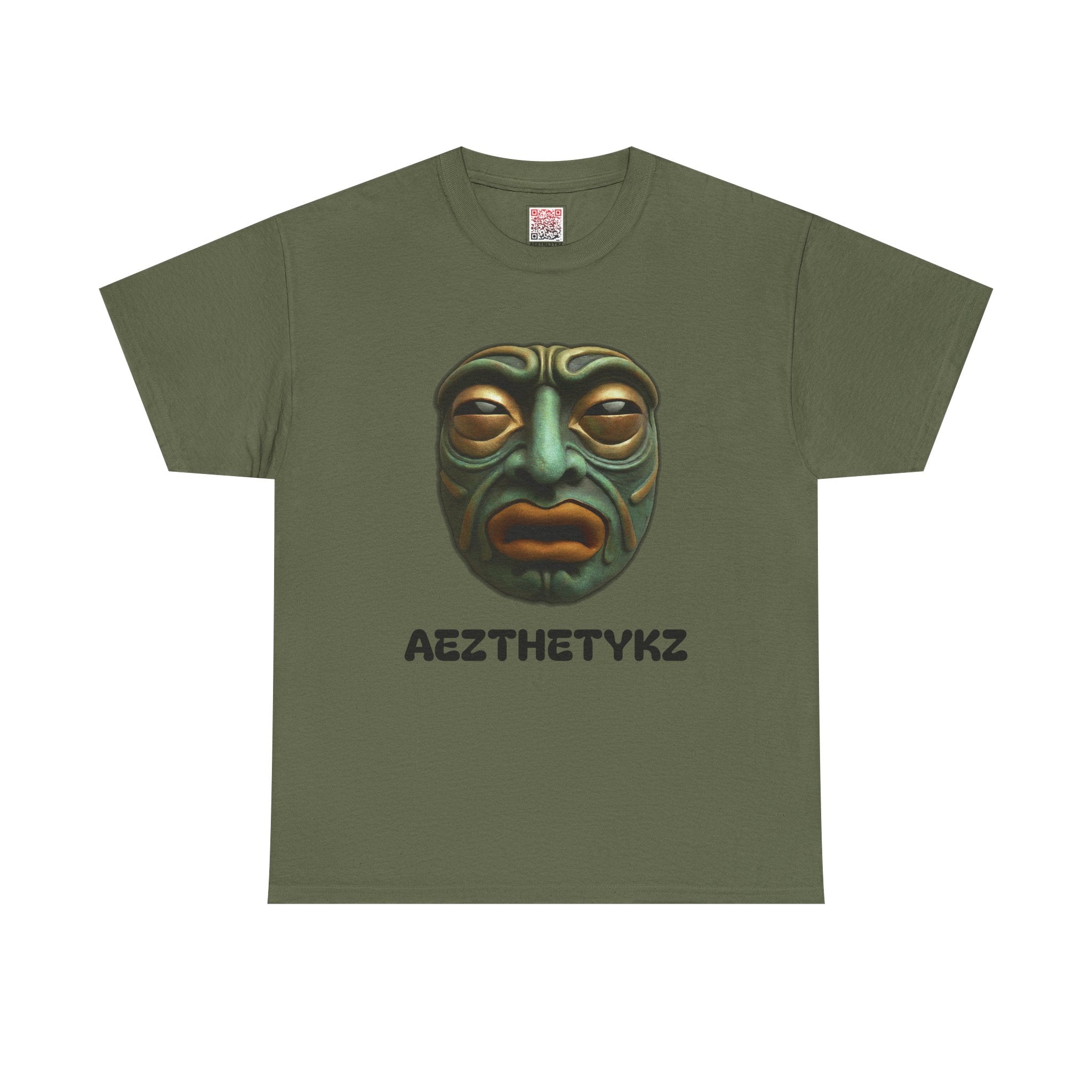 Amphibian Mask: Graphic Print Cotton Tee-Shirt