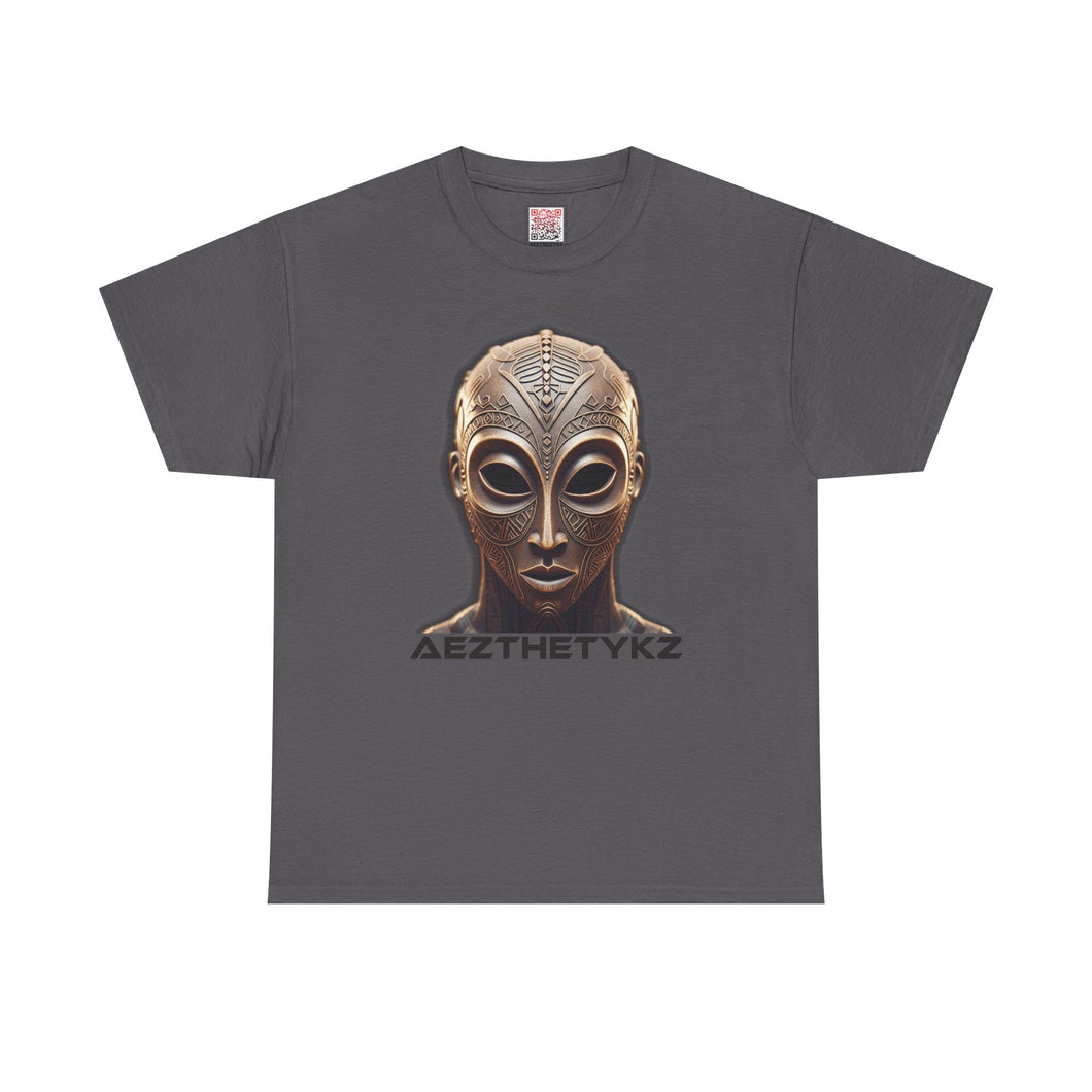 Engraved Mask: Graphic Print Heavy Cotton Tee Shirt