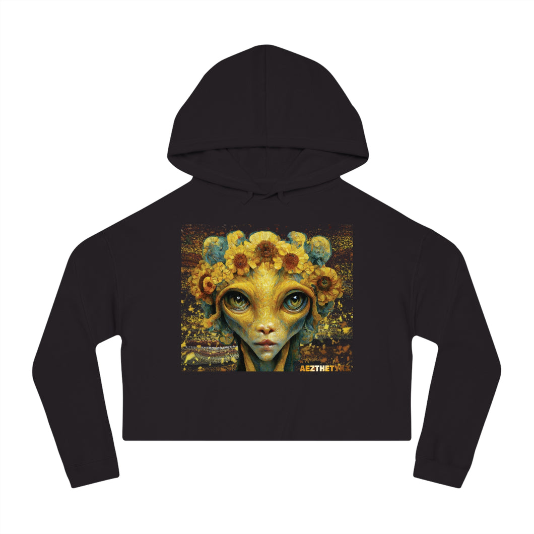 Margarita Graphic Print: Cropped Hoodie — Midriff Hooded Sweatshirt