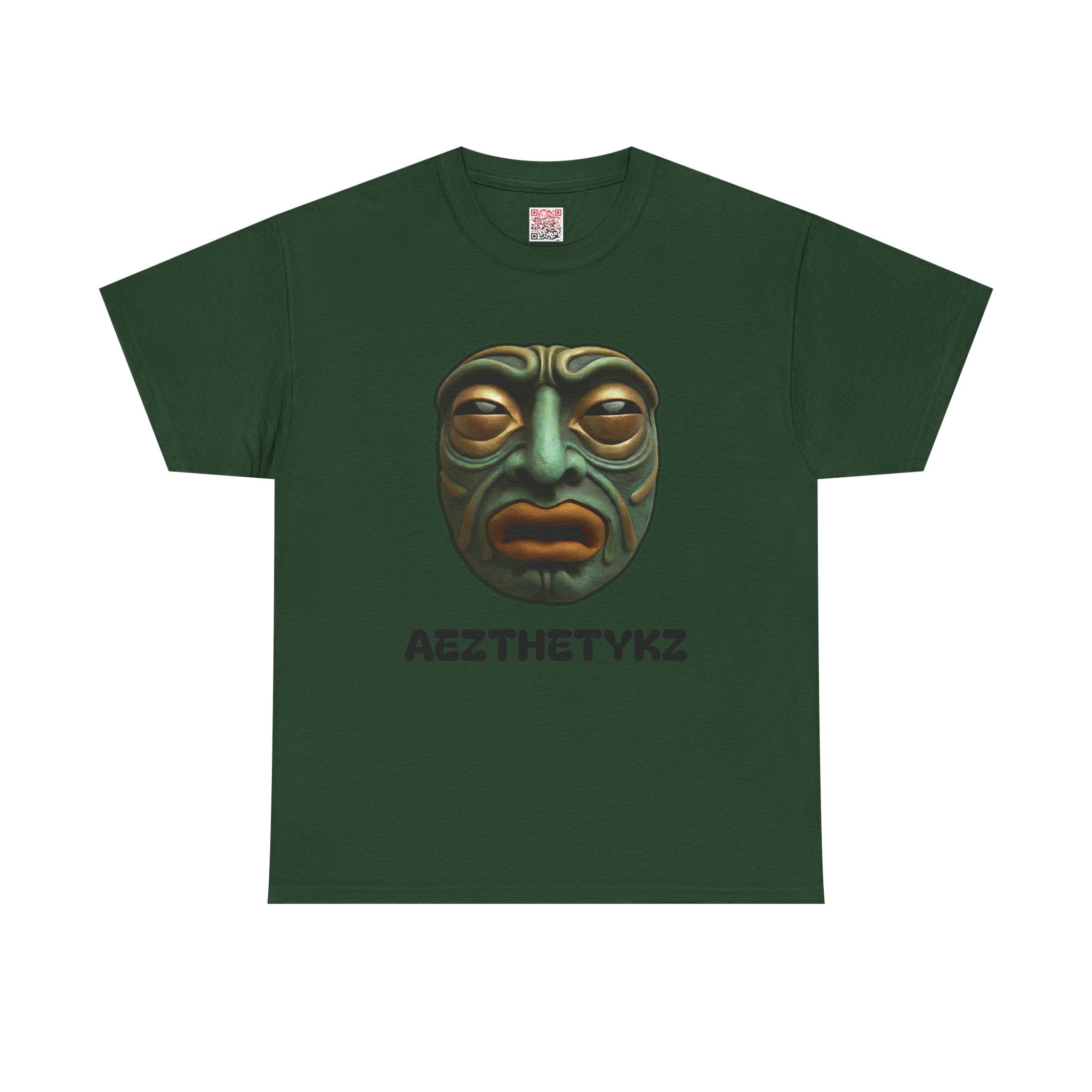 Amphibian Mask: Graphic Print Cotton Tee-Shirt
