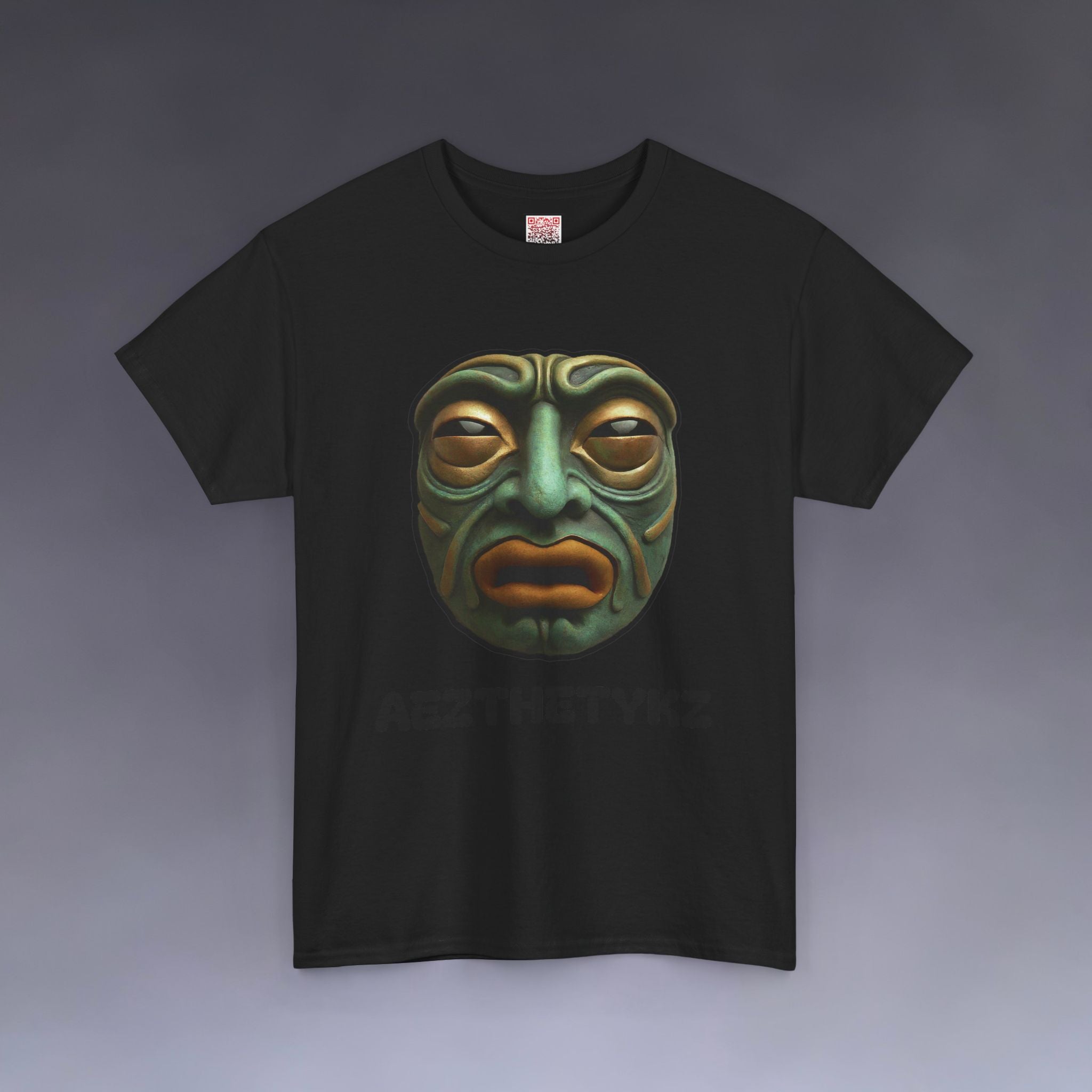 Amphibian Mask: Graphic Print Cotton Tee-Shirt