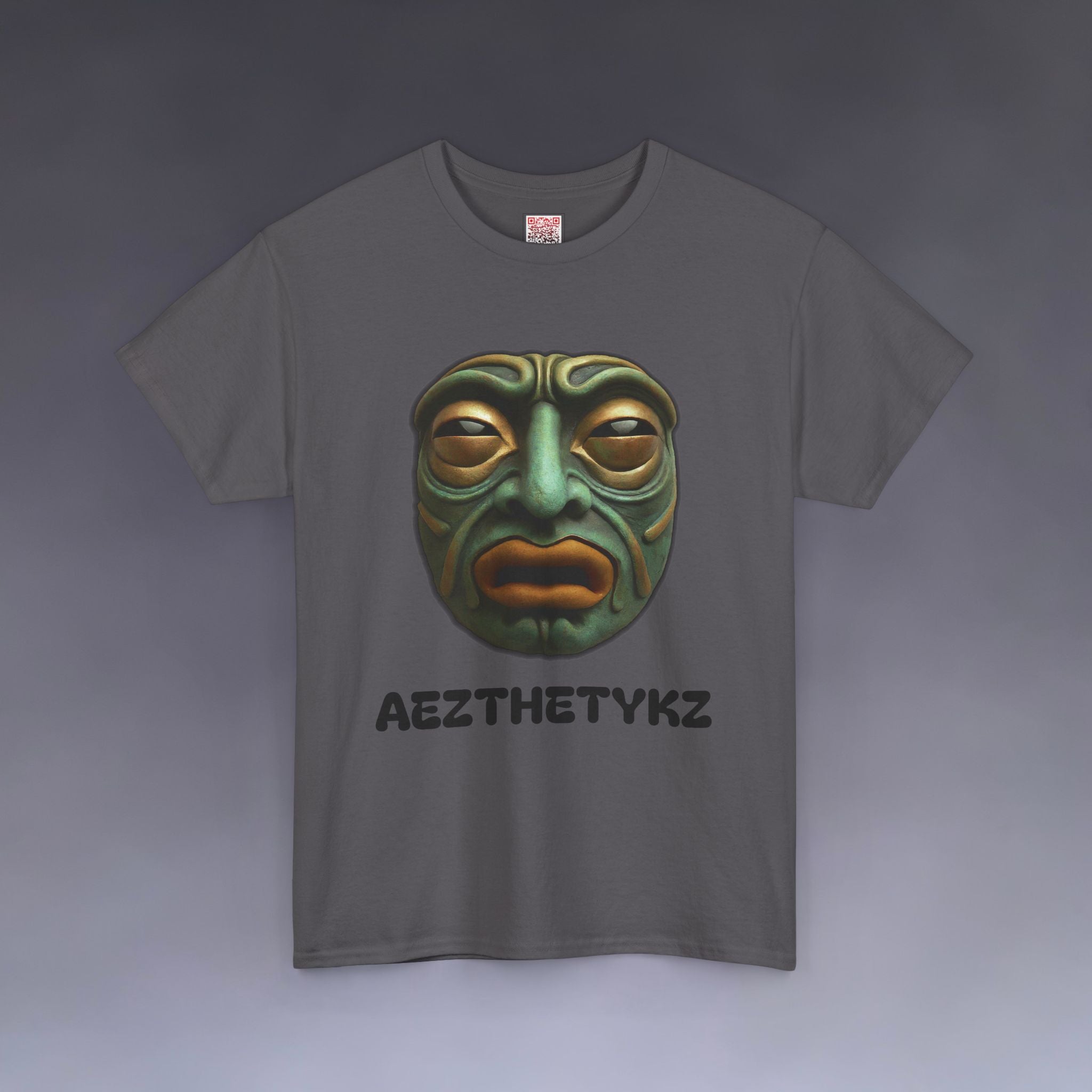 Amphibian Mask: Graphic Print Cotton Tee-Shirt
