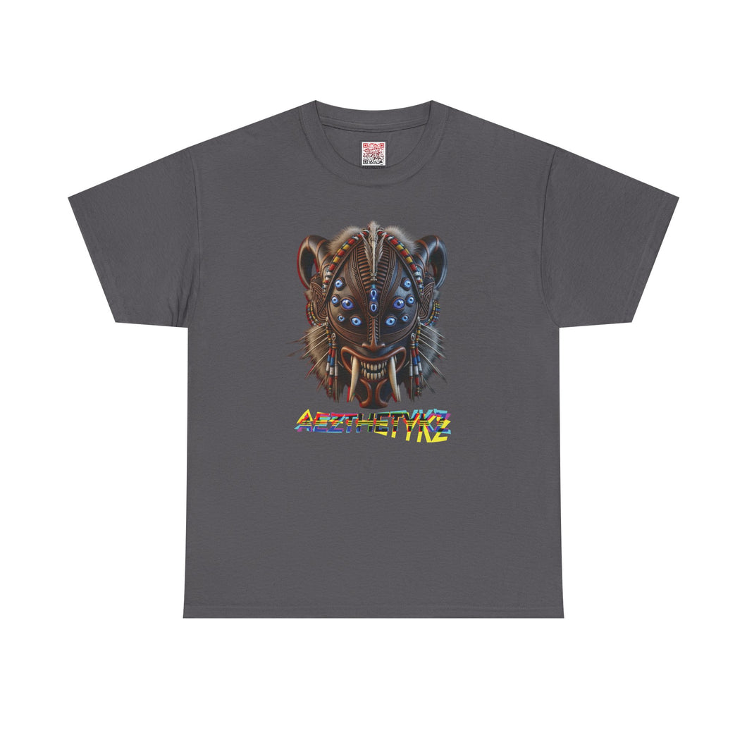 Lost Tribal Mask: Graphic Print Heavy Cotton Tee Shirt