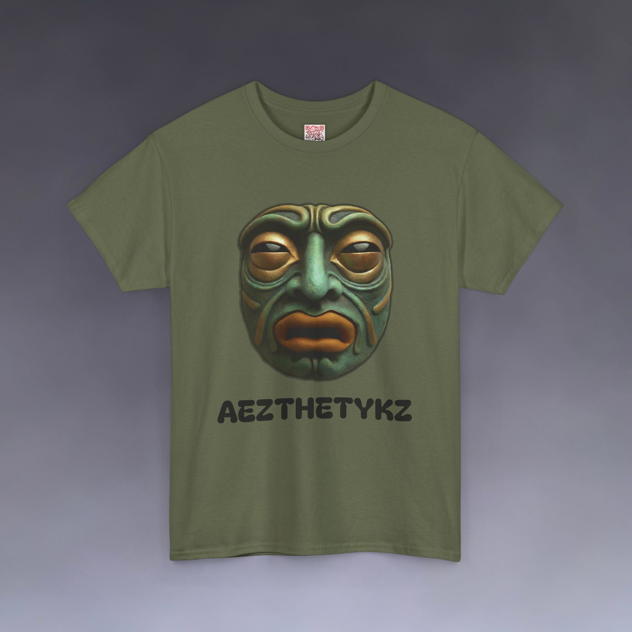 Amphibian Mask: Graphic Print Cotton Tee-Shirt