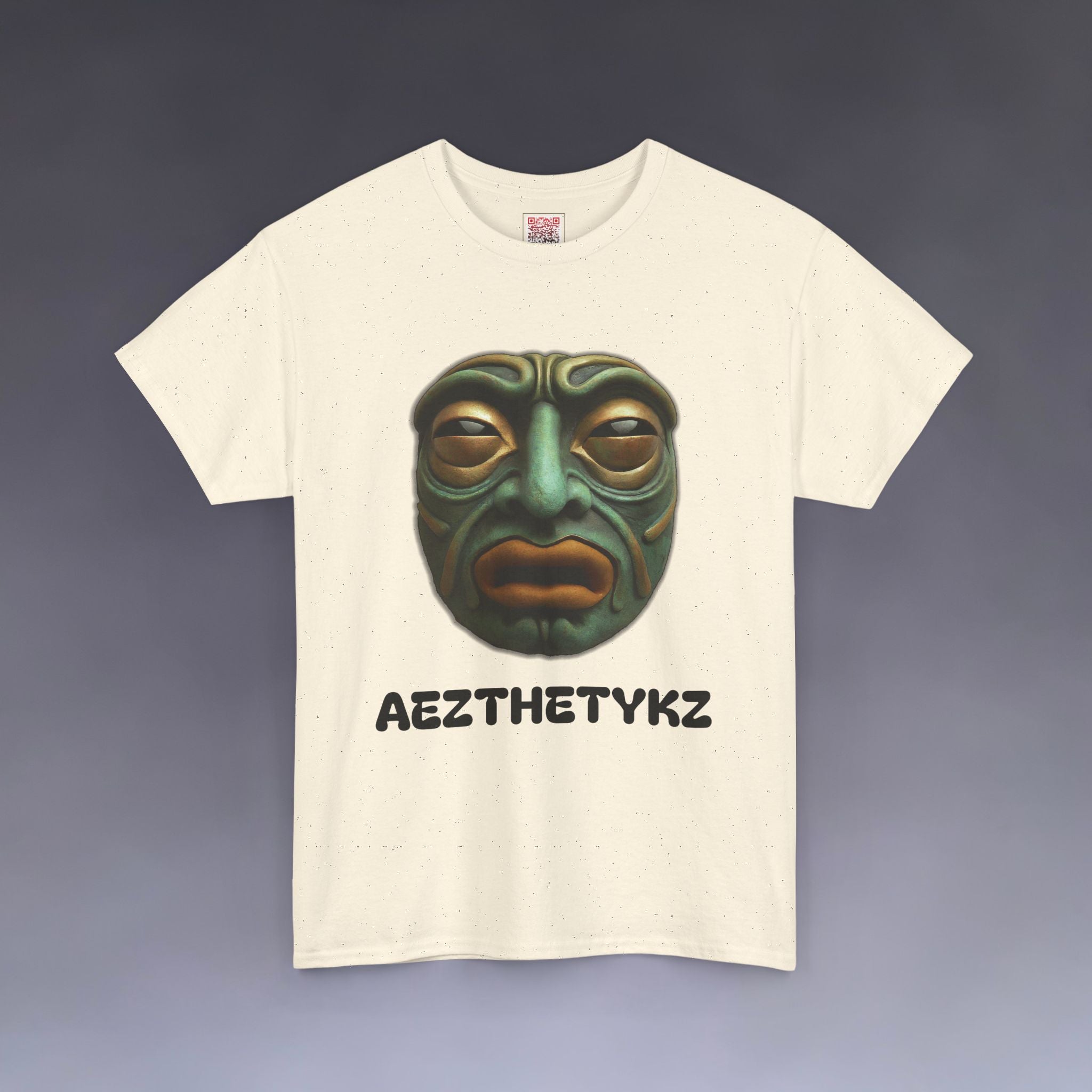 Amphibian Mask: Graphic Print Cotton Tee-Shirt