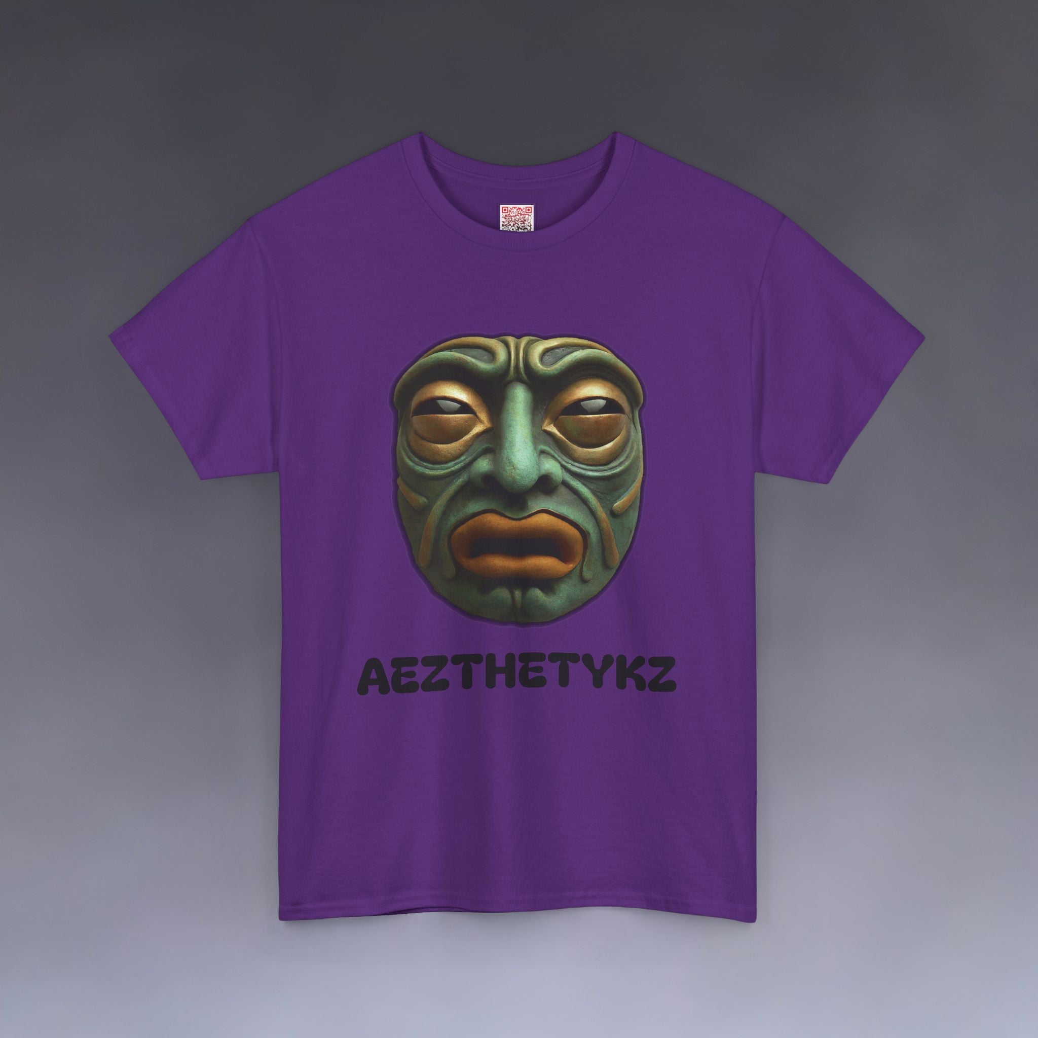 Amphibian Mask: Graphic Print Cotton Tee-Shirt