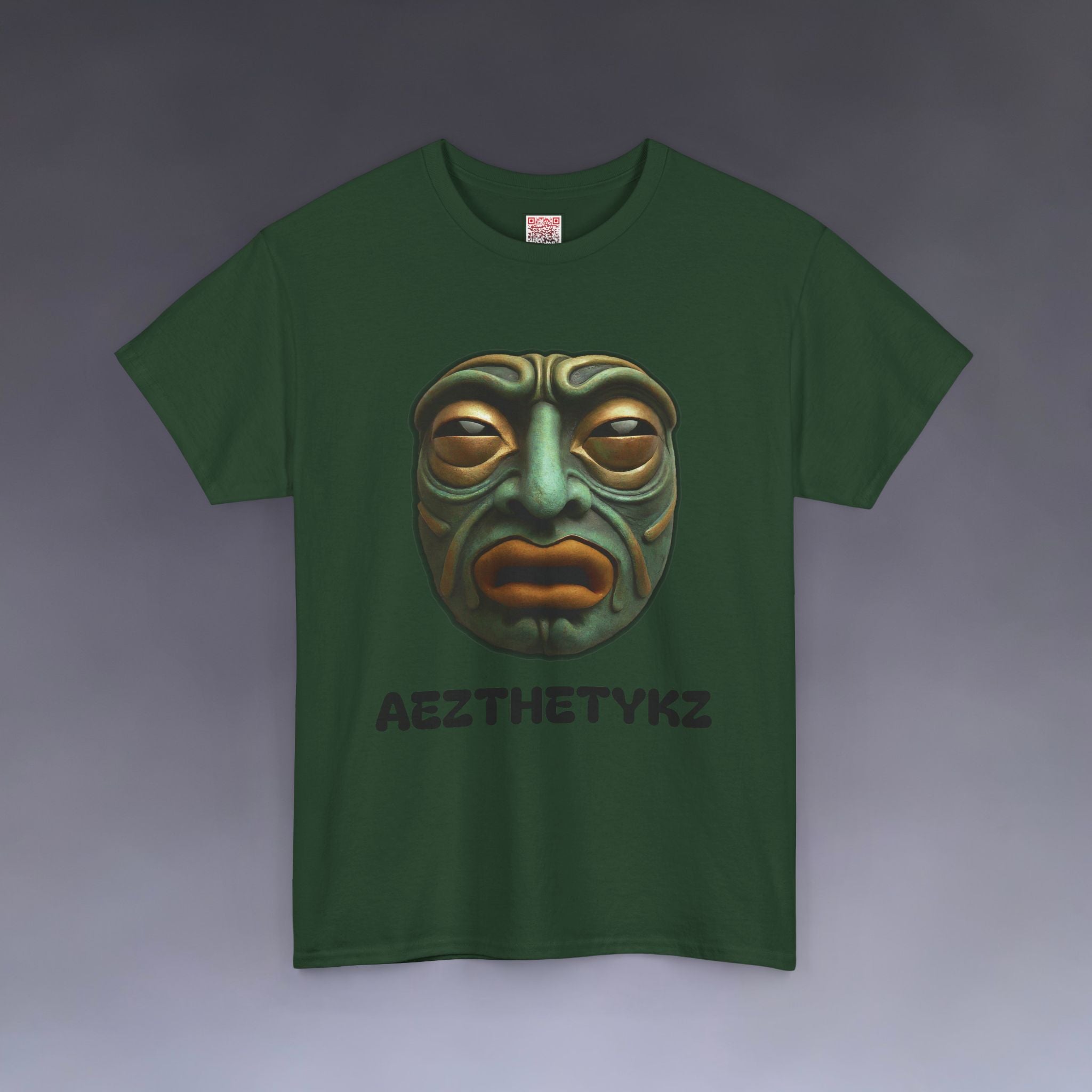 Amphibian Mask: Graphic Print Cotton Tee-Shirt