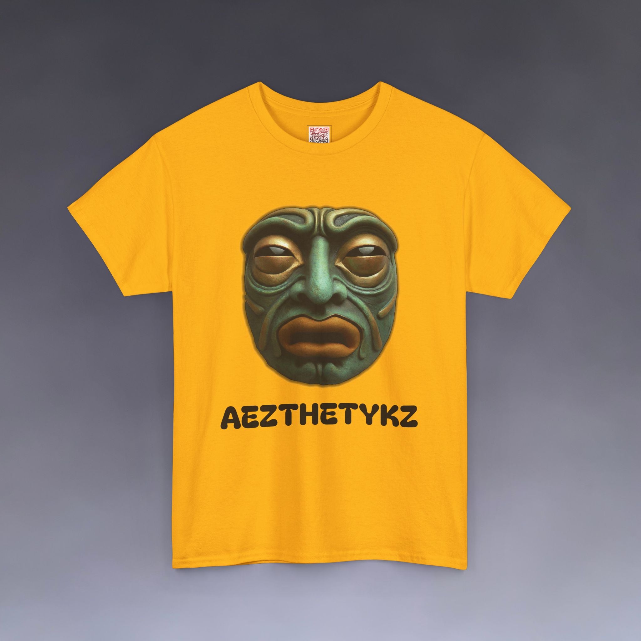 Amphibian Mask: Graphic Print Cotton Tee-Shirt