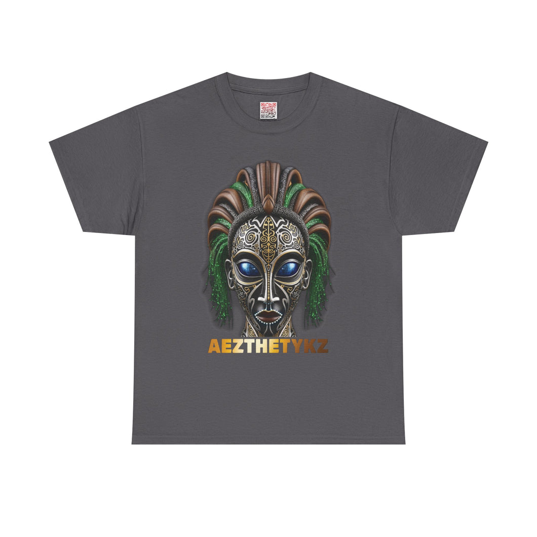 Gilded Mask: Graphic Print Heavy Cotton Tee Shirt