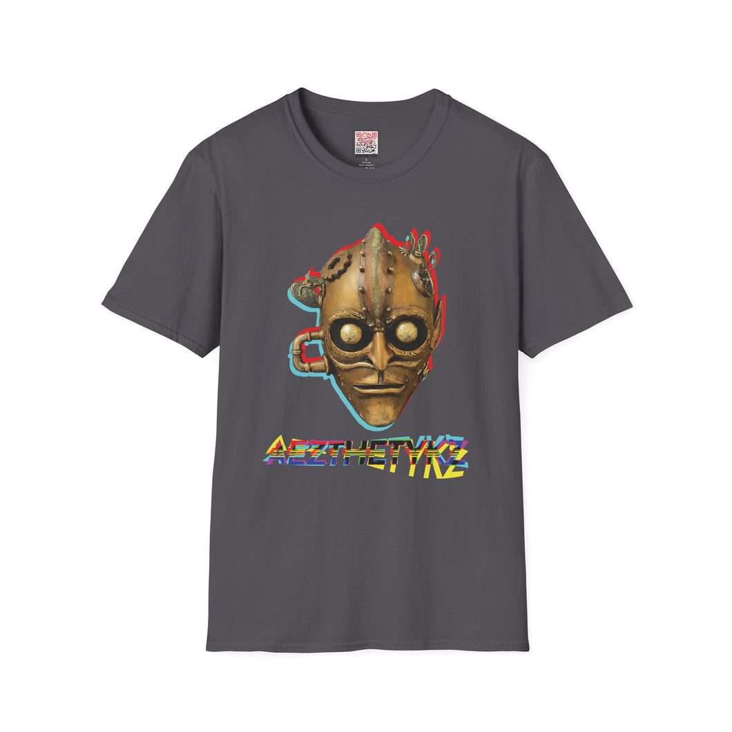 Brass Monkey Mask: Glitch Art Graphic Print Softstyle T-Shirt