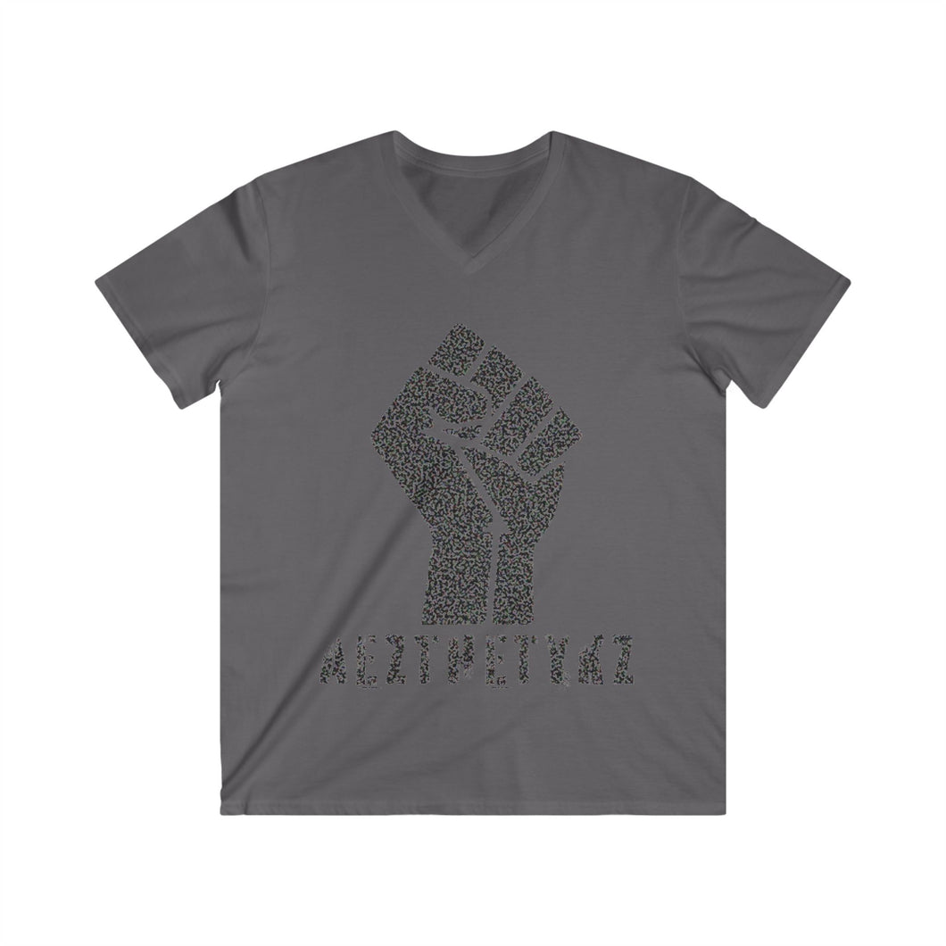AEZTHETYKZ -Fist: Graphic Print Classic V-Neck Tee Shirt