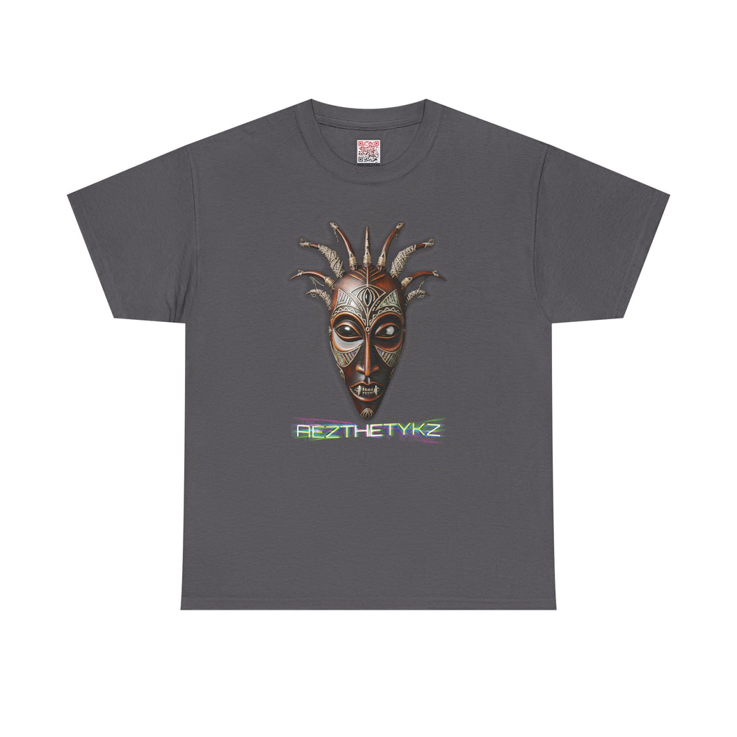 Anansi Mask: Graphic Print Cotton Tee Shirt