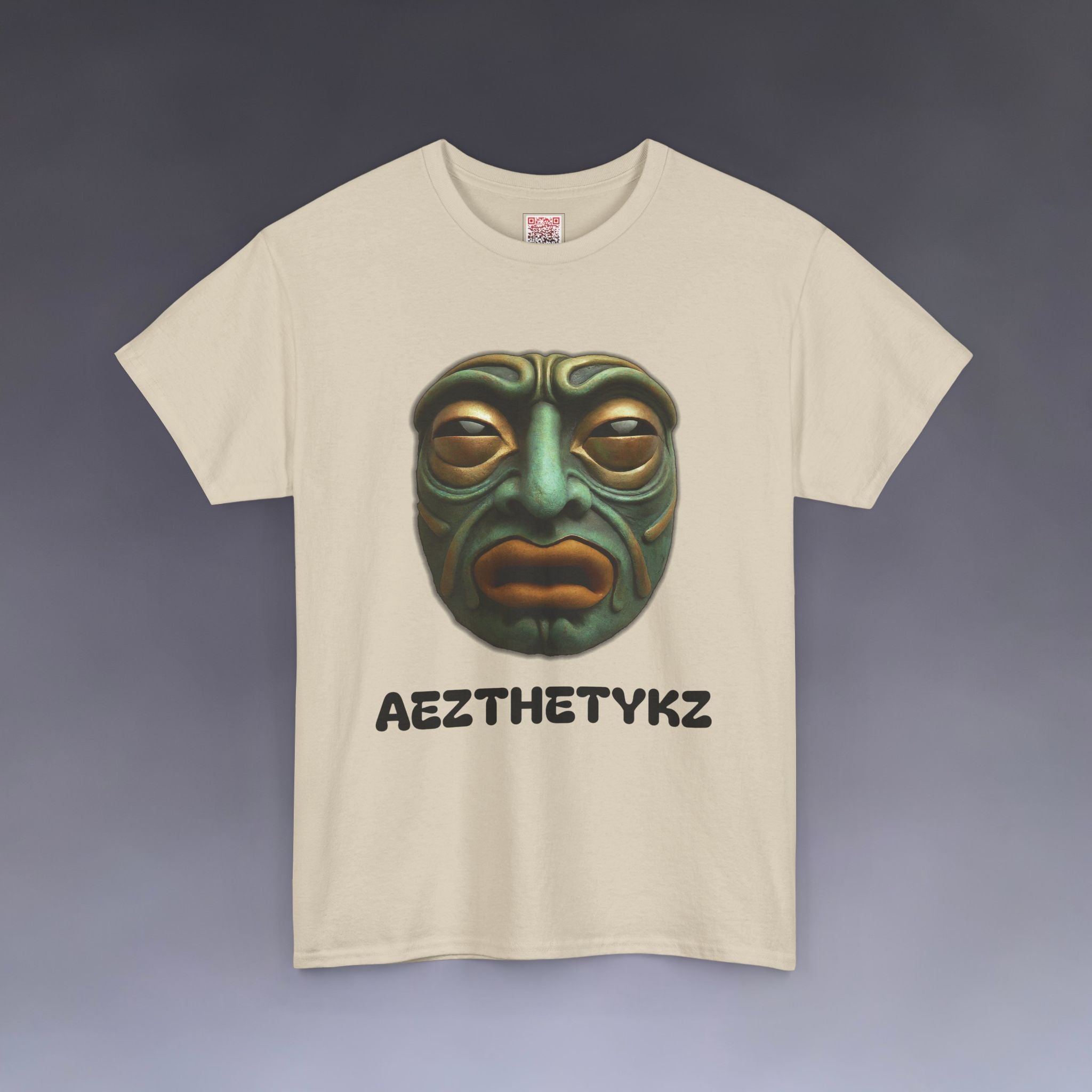 Amphibian Mask: Graphic Print Cotton Tee-Shirt