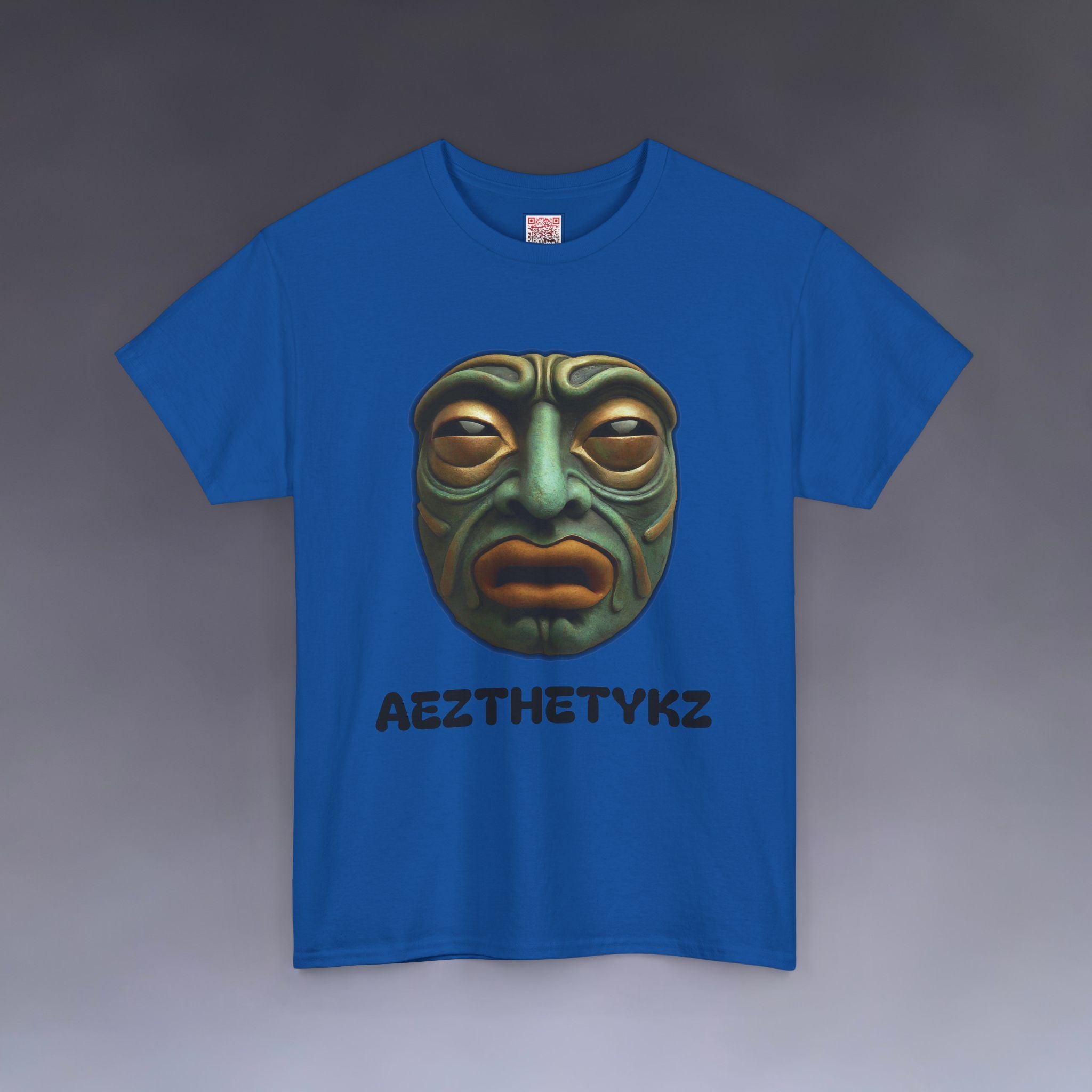 Amphibian Mask: Graphic Print Cotton Tee-Shirt